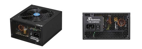 SeaSonic M12II 520 Bronze PSU Shots, One Angled Down to the Left and Another Facing Away Showing Its Power Port