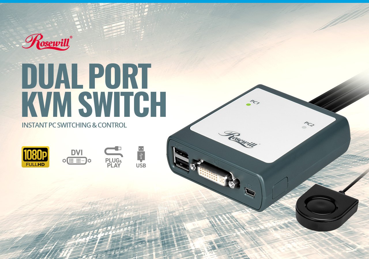 Rosewill 2-Port USB DVI KVM Switch