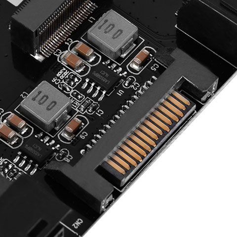 Detailed view of SATA power connector