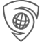 shield with the internet world icon and two cut-outs around the globe
