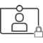 Video conference icon with a padlock