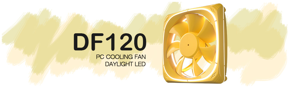 Vetroo DF120 120mm Case Fan White LED Lighting PC Cooling Fan With Yellow