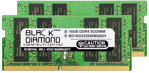 Front view of the memory modules in standing positions