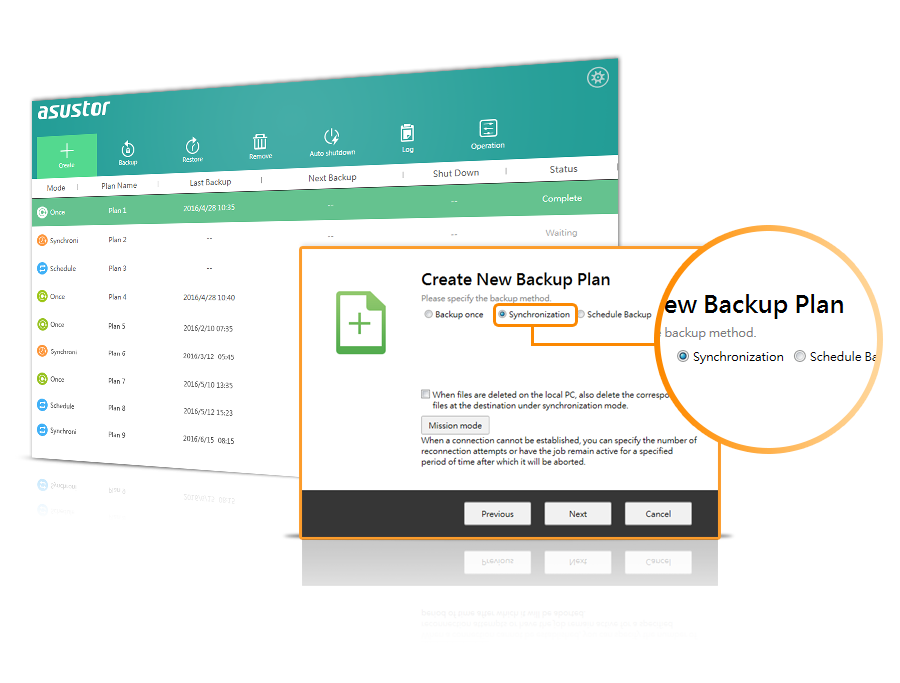Asustor AS5202T 2 Bay Nimbustor 2 Desktop NAS (Diskless) 42 Windows-Backup_Set-and-forget, screenshots of real time synchronization