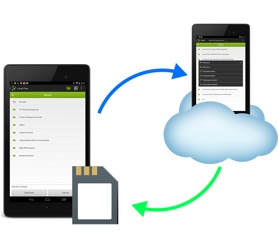 Asustor AS5202T 2 Bay Nimbustor 2 Desktop NAS (Diskless) 65 Aidata_sd-Card, two phones with a ssd