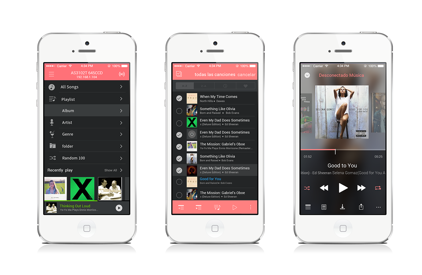 Asustor AS5202T 2 Bay Nimbustor 2 Desktop NAS (Diskless) 70 Aimusic_UI_iPhone5, three phones
