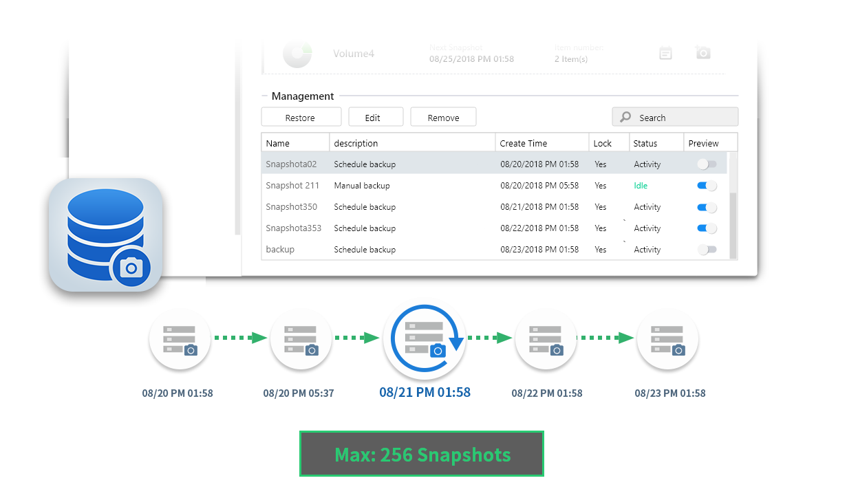 Asustor AS5202T 2 Bay Nimbustor 2 Desktop NAS (Diskless) 24 a screenshot of snapshot center