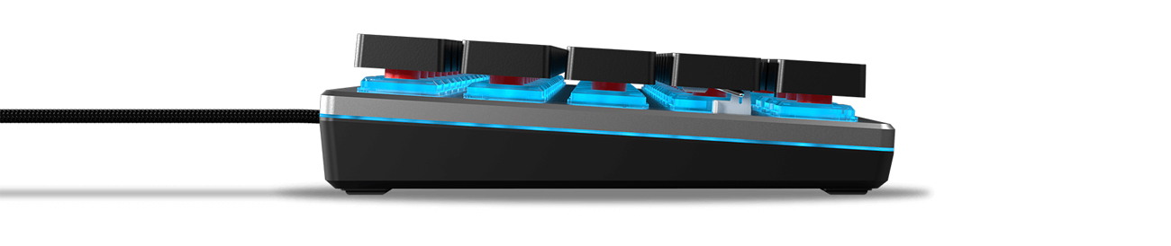 Side profile of the Cooler Master SK360 showing each key with their cherry mx switch below