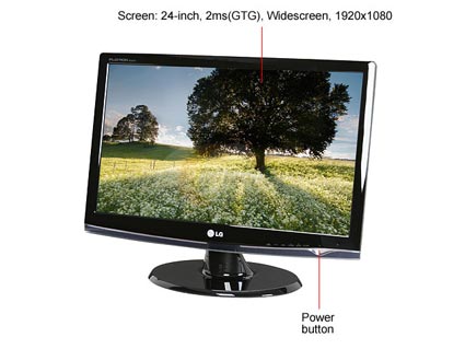 LG W2453V-PF Black 24" 2ms(GTG) Full HD 1080P Widescreen LCD Monitor - Retail