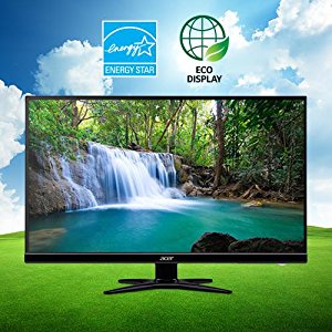 Acer Monitor Facing Forward Showing a Small waterfall in a forest