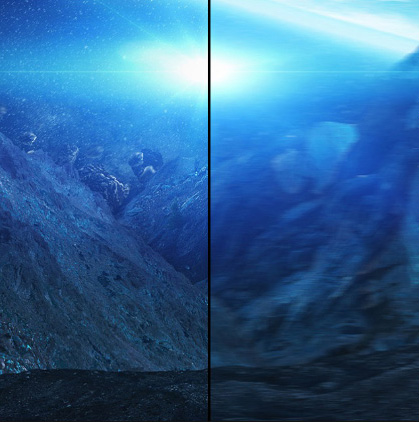 one image splited into two ,showing different effect between 4ms on and off