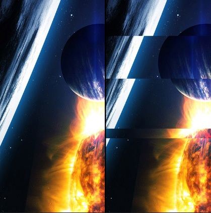 one image splited into two ,showing different effect between UHD with and out
