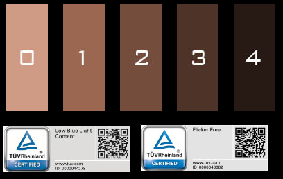 number from 0-4, Ultra-low blue light technology icon , flicker free icon