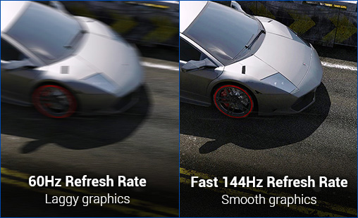 Game scenes for comparison between 60Hz refresh rate and 144Hz refresh rate