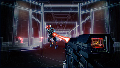 A gun firing and shooting at the target