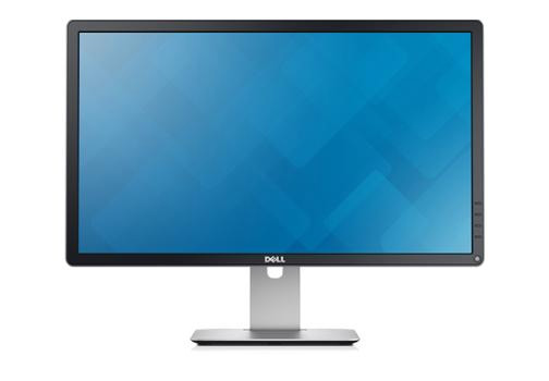 the monitor with a blue image as screen