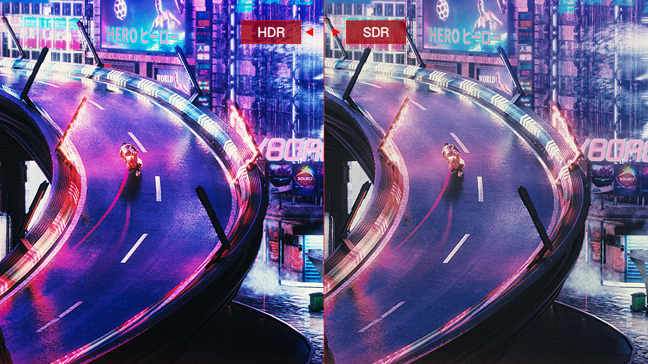 two same images showing different effect between HDR and SDR