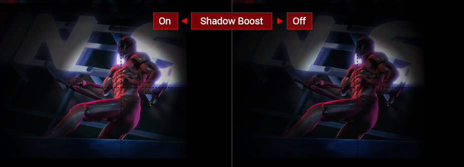two same images showing different effect between shadow boost on and off