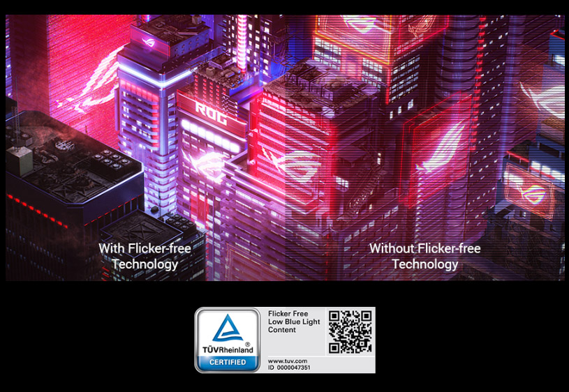 one image splited into two , showing different effect between flicker-free on and off