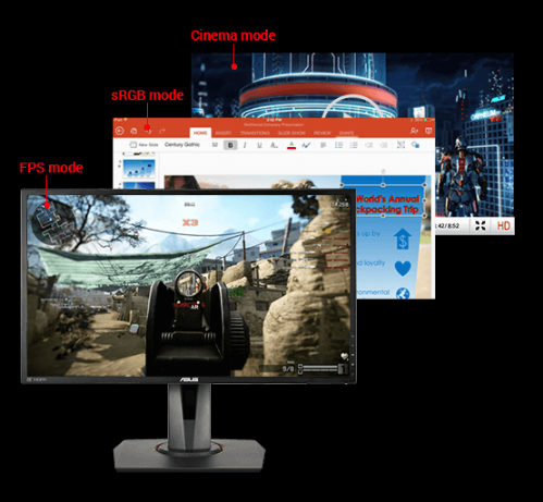 different mode effect between FPS , sRGB and Cinema