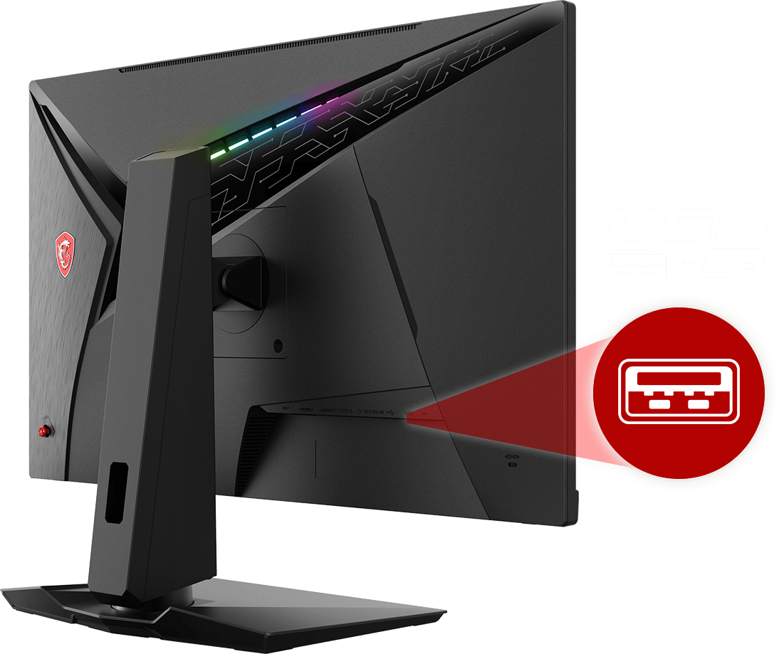 the back of the monitor, showing a usb icon