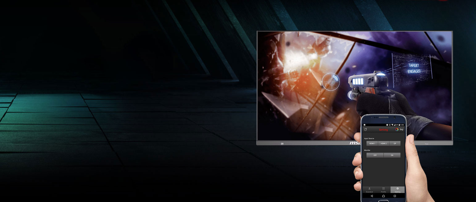 a shooting game screenshot of the monitor, and you can use a phone to set it