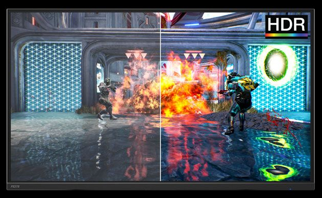 one image splited into two, showing different effect between HDR with and without