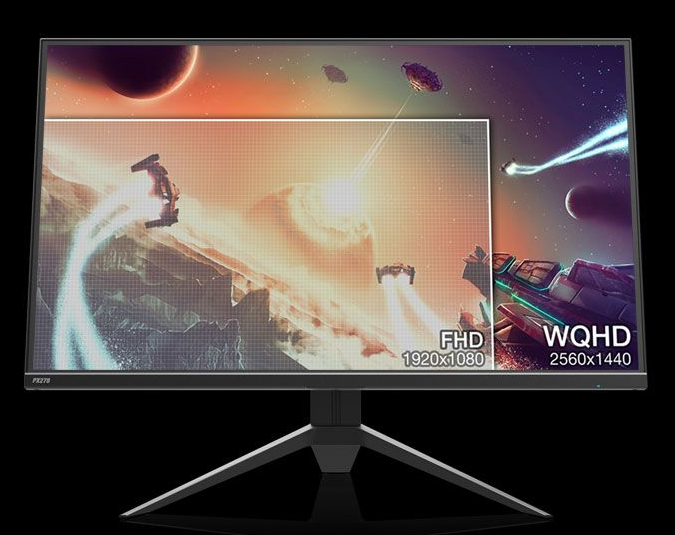 one image splited into two, showing different effect between fhd and WQHD