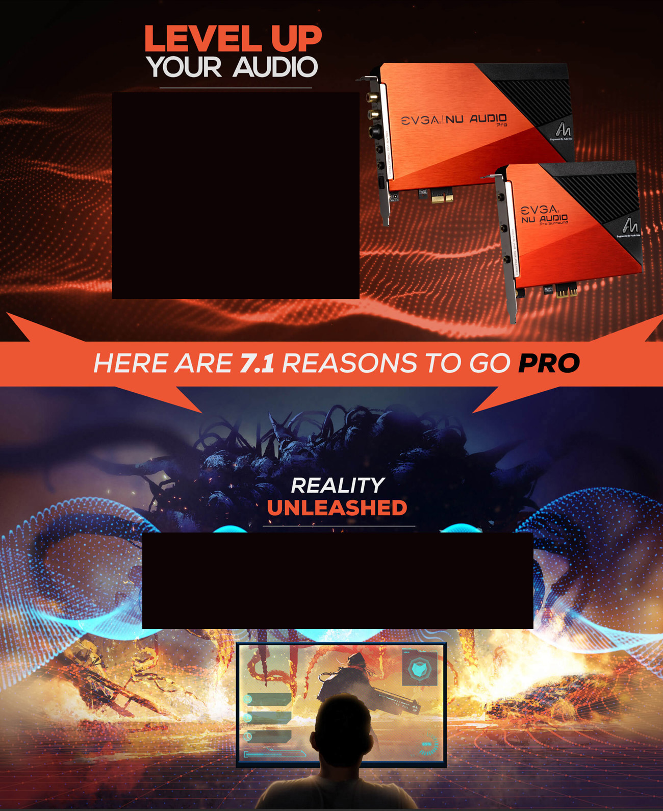 EVGA NU Audio Pro Cards facing forward