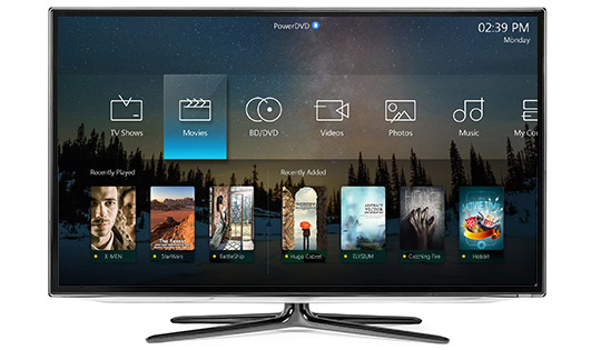 Different sources are displayed on a TV