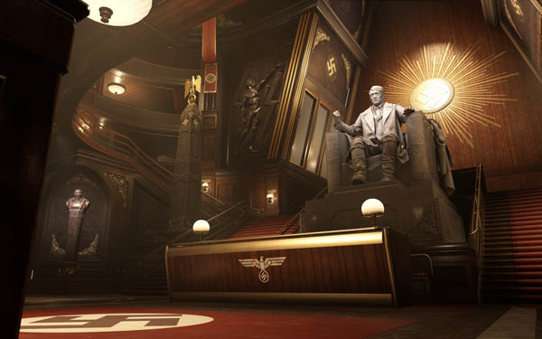 Inside a Nazi Building with a Political Statue from the Game Wolfenstein: Youngblood