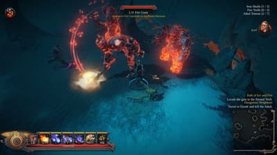 Gameplay Screenshot Showing a Flaming Boss Battle