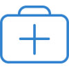 A sketch of a suitcase with a plus symbol in the center