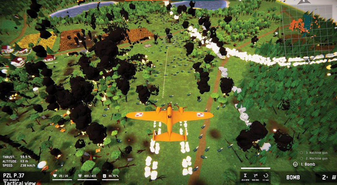 An airial view of plane flying across a greenery