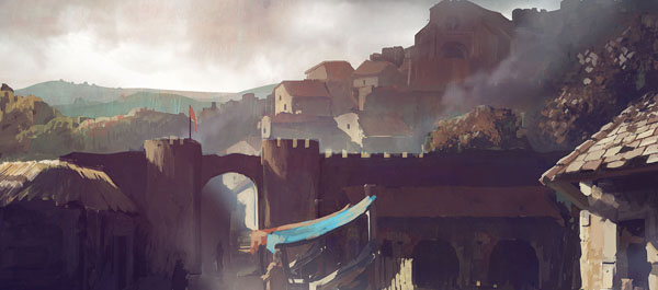 A Plague Tale - Innocence Screenshot Showing a Castle Town's Art Inspiration