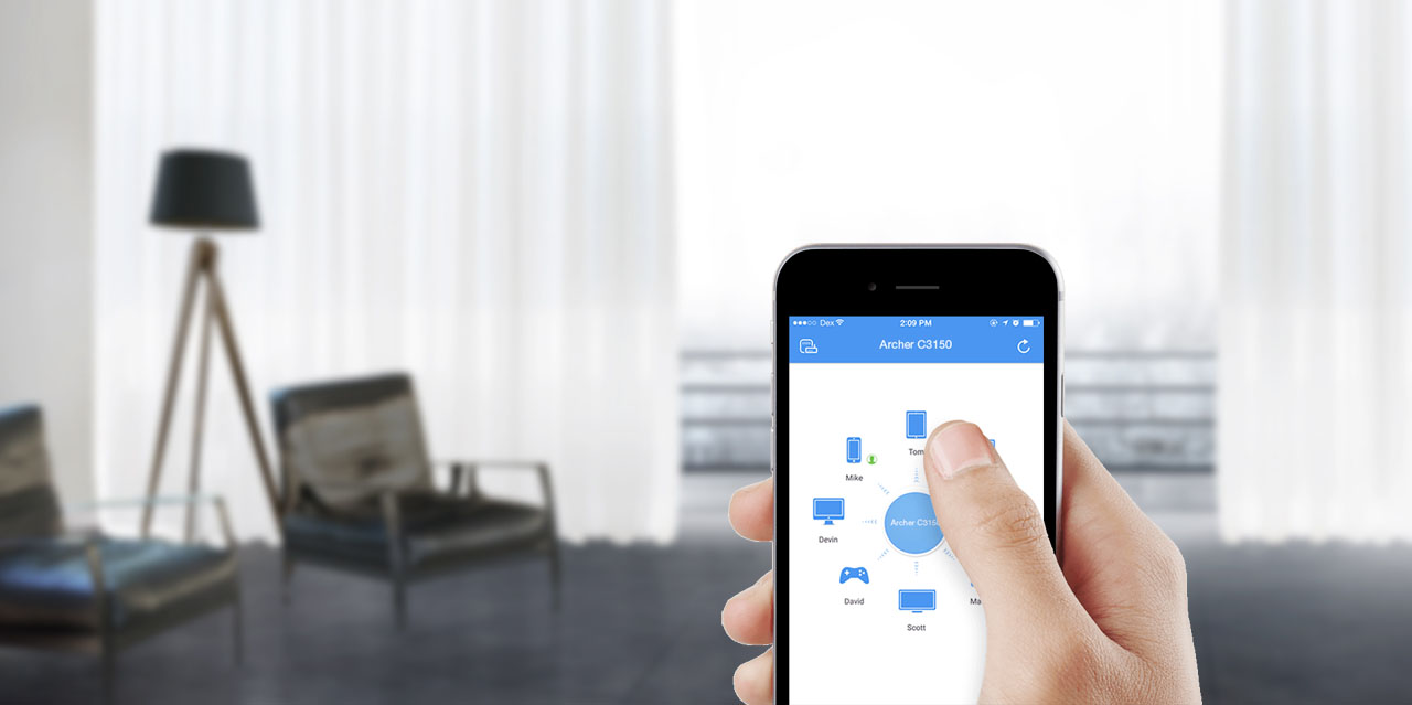 An interface of the mobile app shows all connected devices.