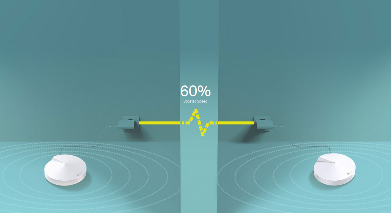 Two TP-Link Deco P7 Units Conncting Via Powerline Connections in Separate Rooms