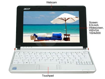 Acer Aspire One AOA110-1295 Seashell White 8.9" WSVGA Netbook - Retail