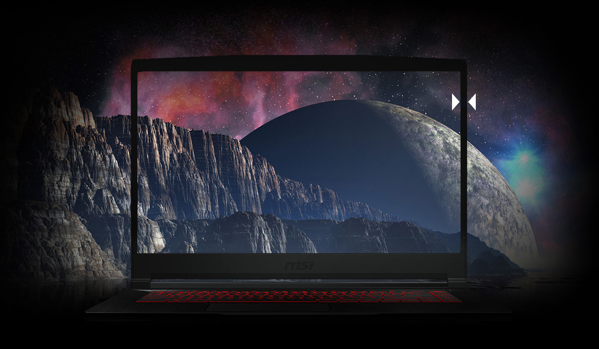 Thin Bezel Gaming Display. Background is Planet Landscape.