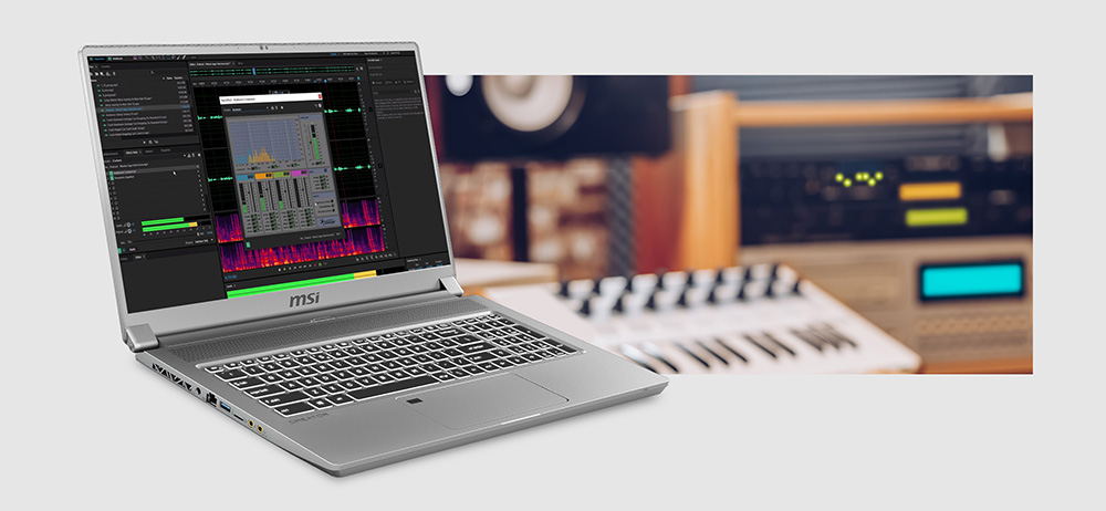 An audio editor software interface on screen.