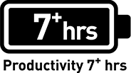 Logo - 7+ hours battery
