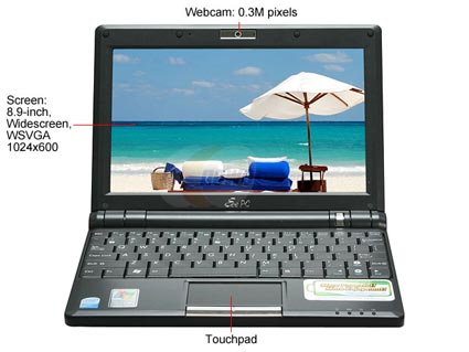 ASUS Eee PC EPC900HA-BLK006X Shiny Black 8.9" WSVGA Netbook - Retail