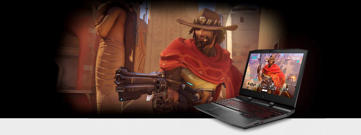 An in-game scene as background and the same in-game scene on the laptop screen