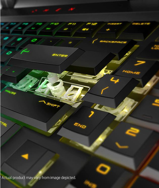 Keyboard with three key caps floating above