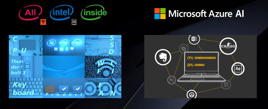 mobile-size image of All Intel Inside banner and Microsoft Azure AI banner