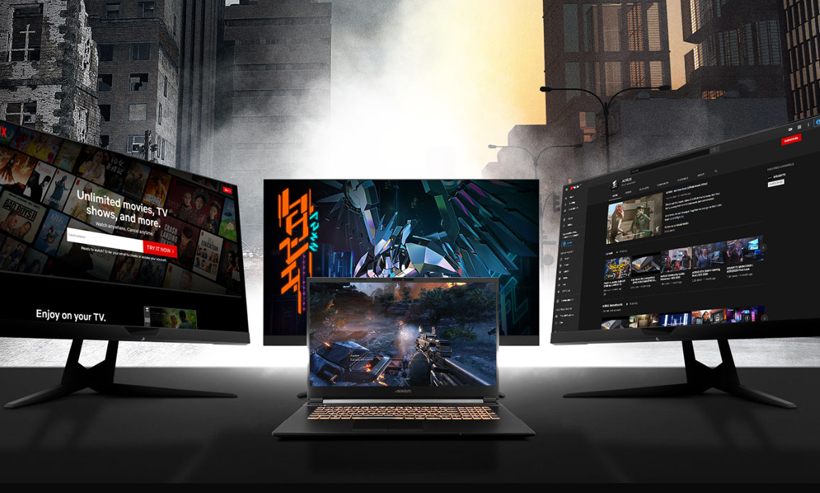 The gaming laptop can supports up to 3 external monitors to help you improve gaming experience.