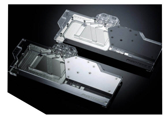 Two Phanteks Glacier GPU Block Angled Up to the Left