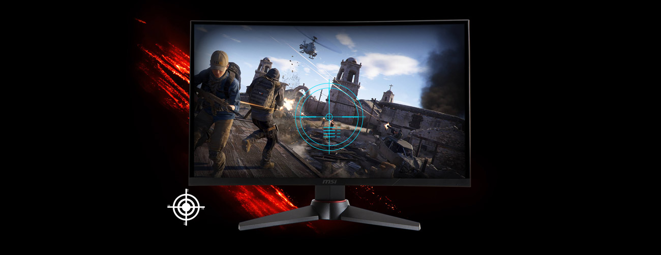 a monitor with a shooting game screenshot ,showing the effect of FPS
