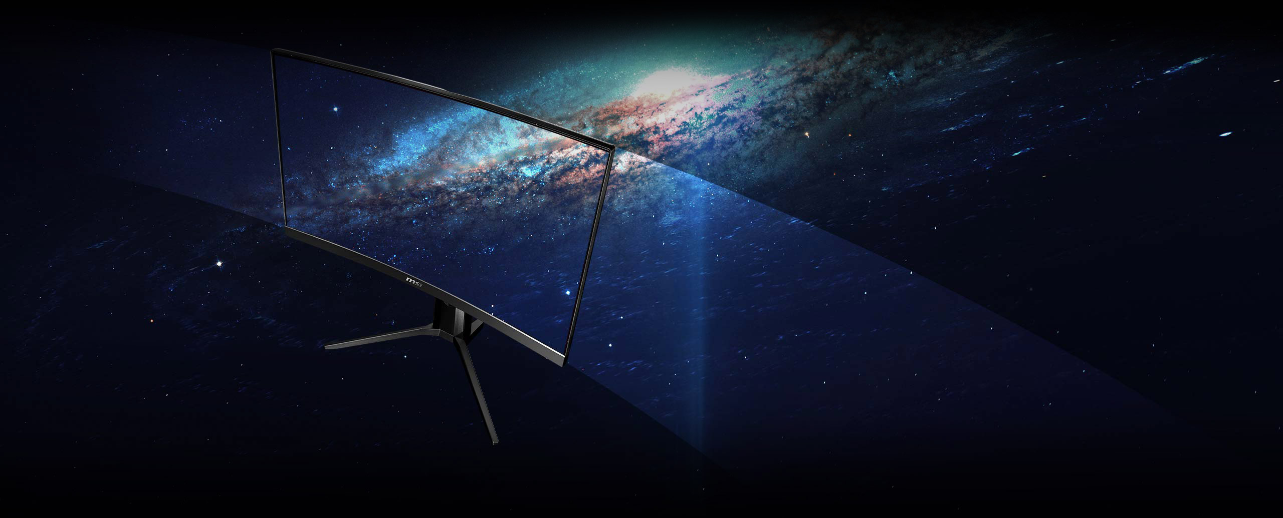 a monitor with a space image as screen showing the effect of 178 degrees of angle
