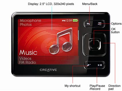 Creative ZEN 2.5" Black 2GB MP3 / MP4 Player